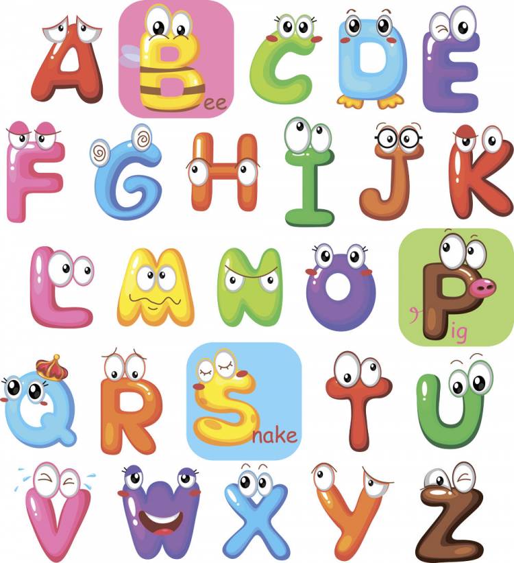 Английский алфавит для детей в виде загадочных животных и не только