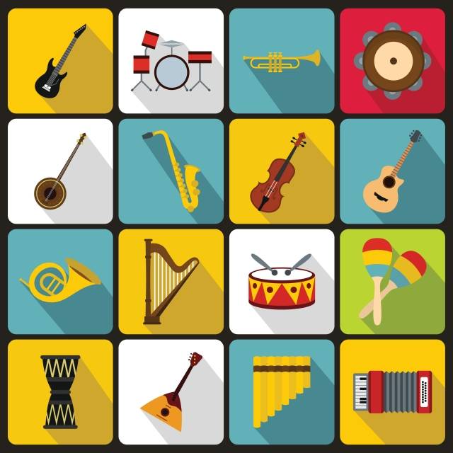 музыкальные инструменты иконки плоский стиль PNG , инструмент, Музыка, оркестр PNG картинки и пнг рисунок для бесплатной загрузки