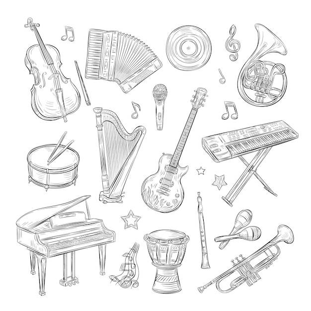 Музыкальные инструменты каракули