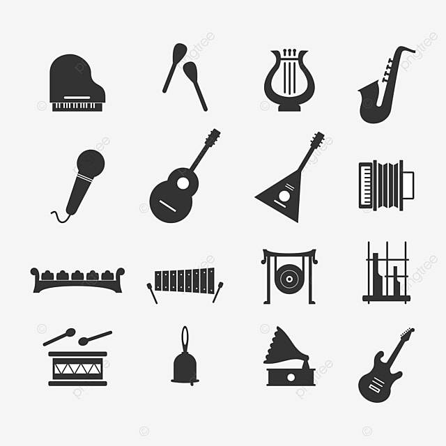 набор иконок музыкальных инструментов на белом фоне PNG , классическая, песня, мелодия PNG картинки и пнг рисунок для бесплатной загрузки