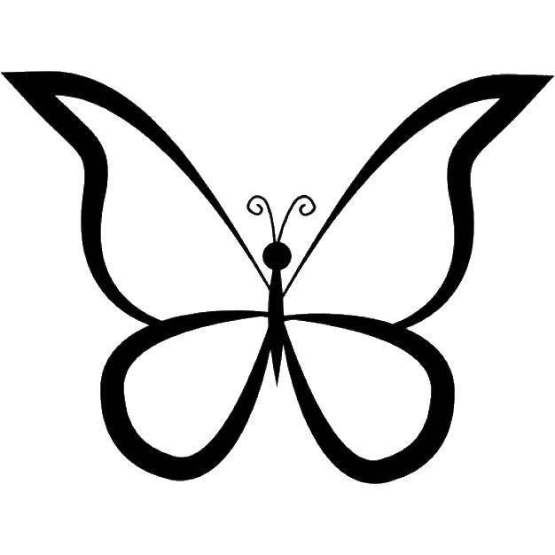 Раскраски бабочек, Раскраска Силуэт бабочки контуры для вырезания бабочек