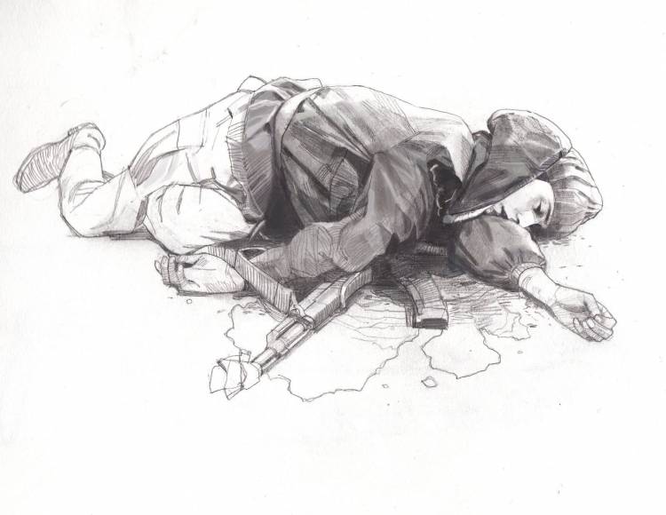 Рисунок раненый человек