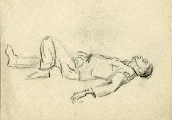 Рисунок лежащего человека 