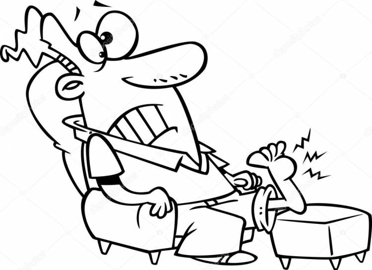 Иллюстрация очертания человека, лежащего на белом фоне, закрыв бородавку ногой