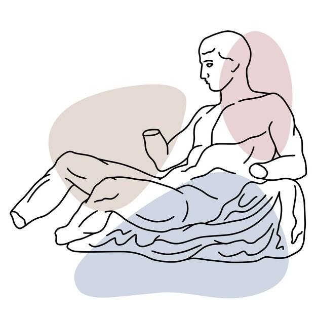 Векторная иллюстрация античной статуи лежащего человека