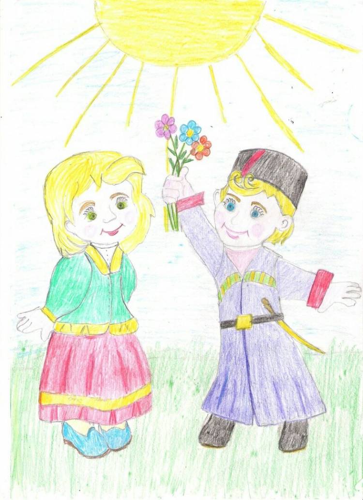 Детские рисунки про казаков и казачек