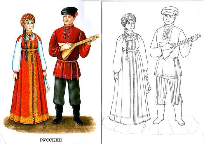 Народные костюмы россии рисунки