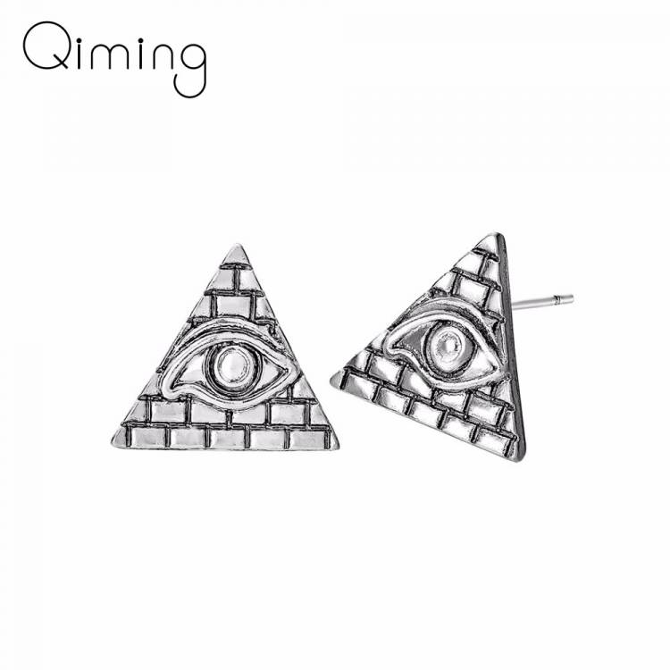 Серьги-гвоздики в стиле древнего Египта женские, Винтажные Ювелирные изделия пирамида, символы старого египетского треугольника, сглаза, викингов, ювелирные изделия для мужчин
