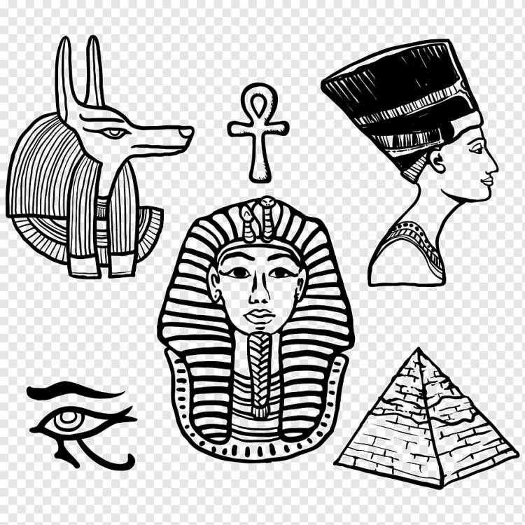 Великий Сфинкс Гизы Египетские пирамиды Древний Египет Анубис, Материал, нарисованный от руки Древний Египет, белый, окрашенный, текст png