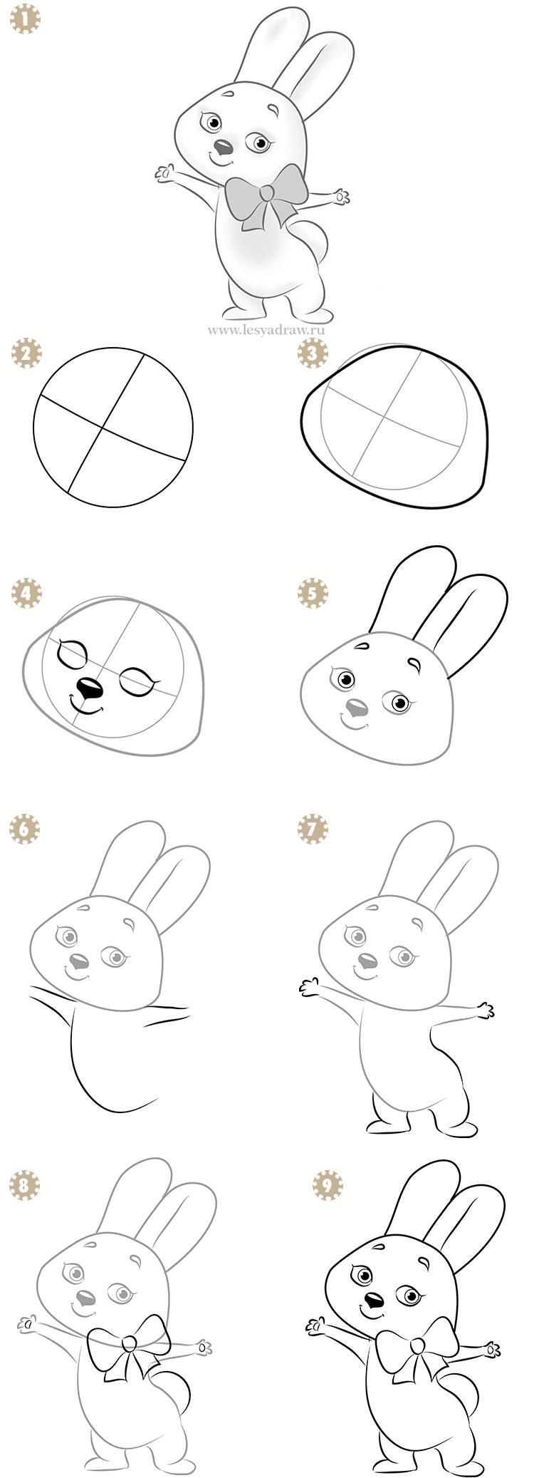 Как нарисовать зайца поэтапно карандашом для начинающих