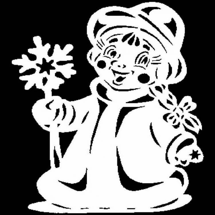Картинка новогодний трафарет на окна снегурочка (скачать бесплатно)
