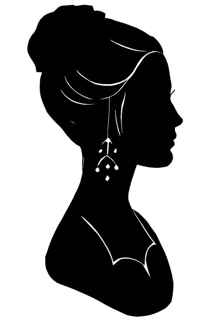 Женский образ профиль в черном цвете рисунок 