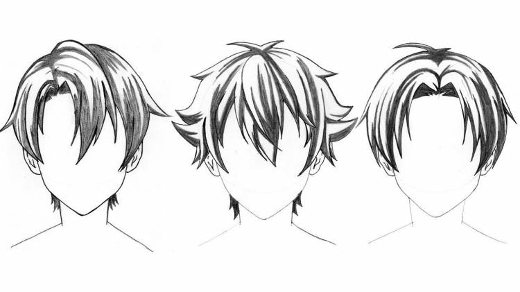Рисунки волос аниме парней 