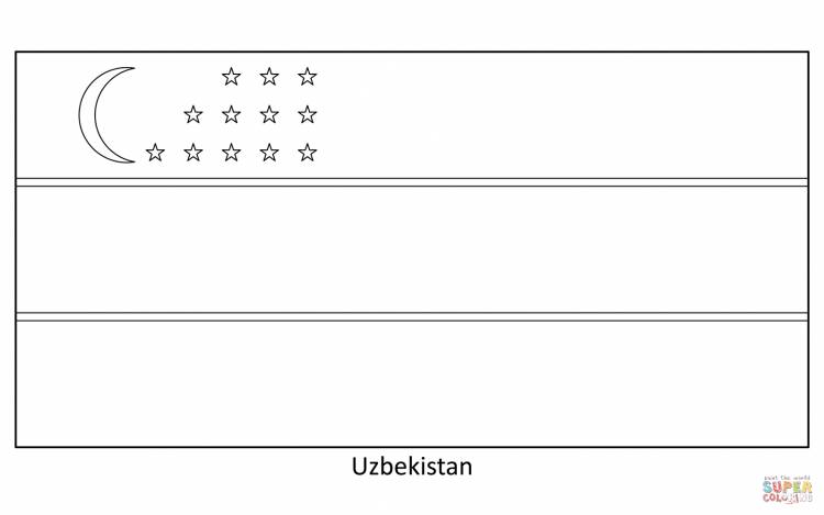 Раскраска Флаг Узбекистана