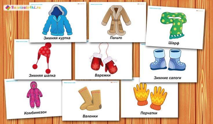 Карточки Зимняя одежда и обувь Тематический комплект Зимняя одежда и обувь Раннее развитие