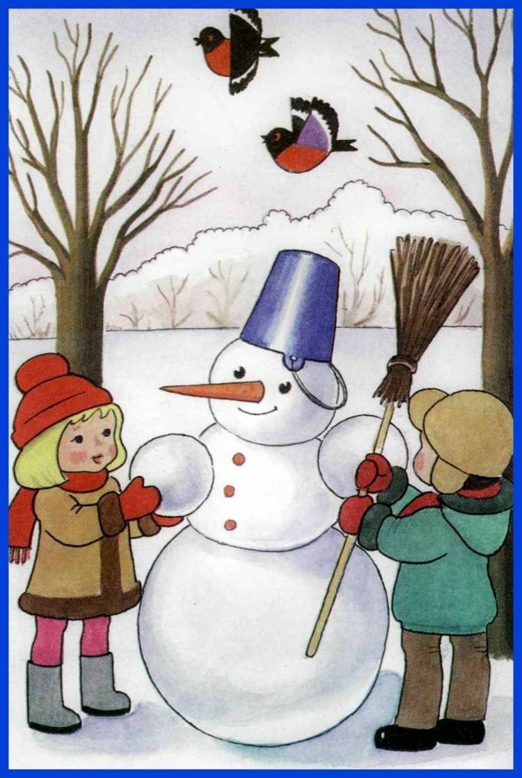 Зима в детский сад рисунок 