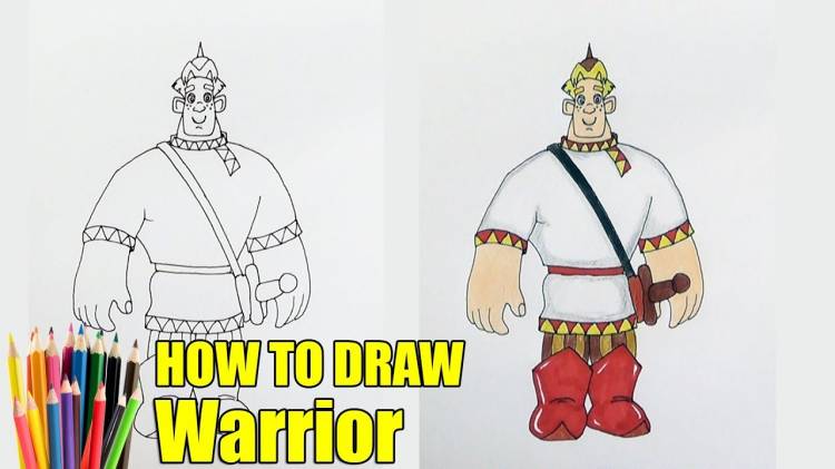 Как нарисовать Алёшу Поповича, Три Богатыря, How to draw Warrior
