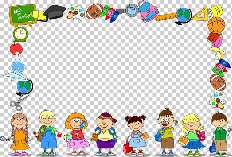 иллюстрации детей и предметов, школьные рамки, школа, кадр, учитель, дошкольник png