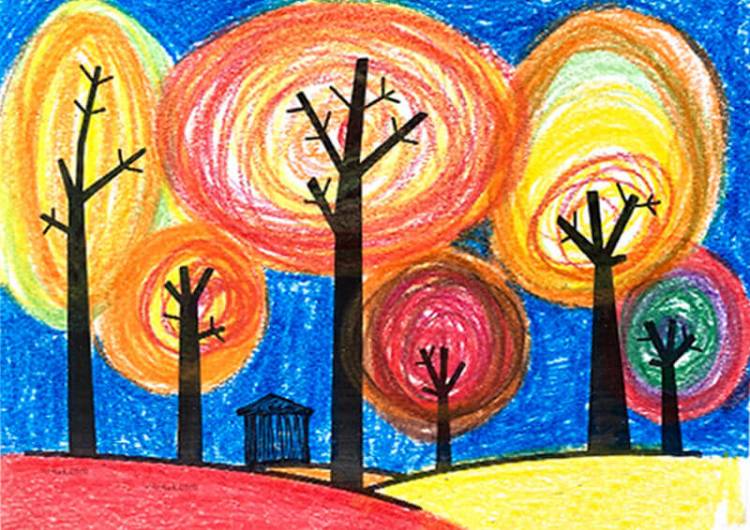 детские рисунки на тему осень