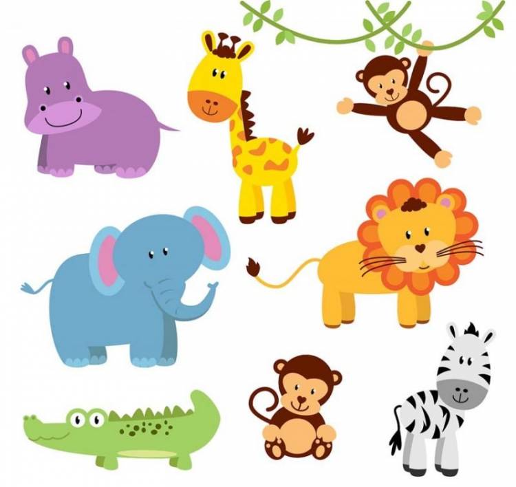 Картинки животных для детей нарисованные цветные красивые