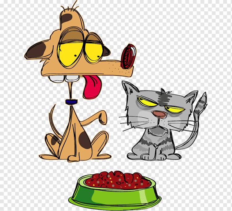 Cat Dog Kitten Cartoon, нарисованные домашние кошки и собаки, Акварельная живопись, еда, шляпа png