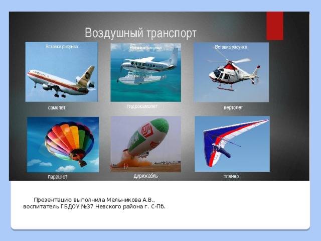 Презентация Виды воздушного транспорта