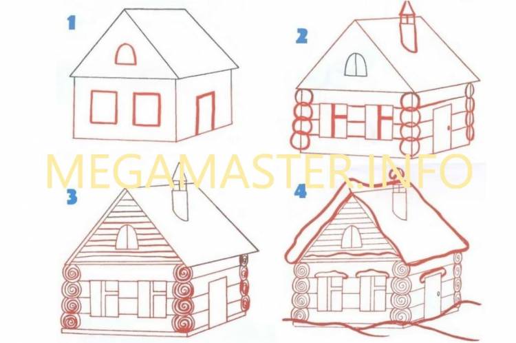 Как нарисовать дом карандашом поэтапно легко и красиво