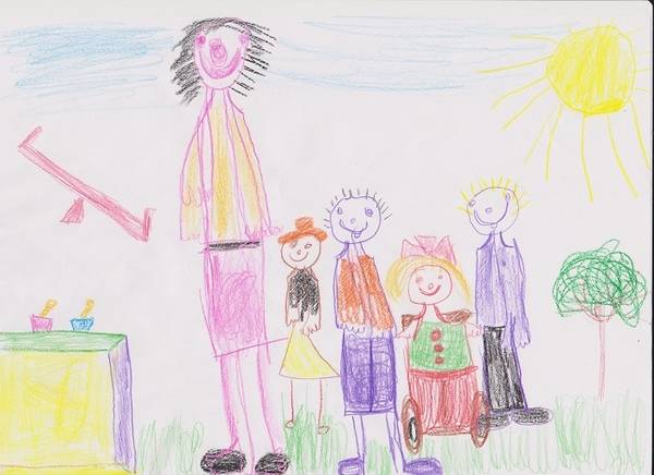 Рисунок Прогулка в детском саду