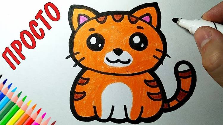 How to draw a cat very simple, drawings for children and beginners