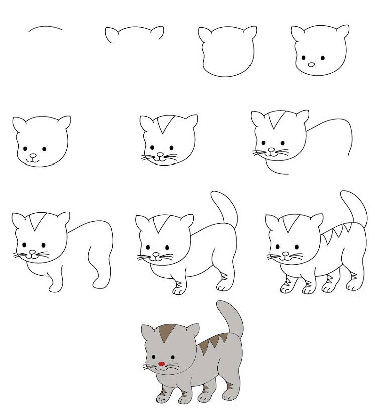 Как нарисовать котенка поэтапно карандашом