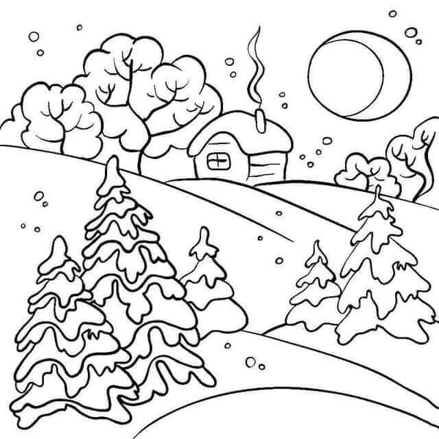 Как нарисовать зимний пейзаж поэтапно для начинающих