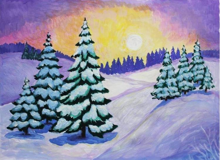 Рисунки сказочного зимнего леса для детей