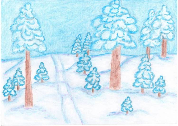 Простые рисунки на тему зимни лес 