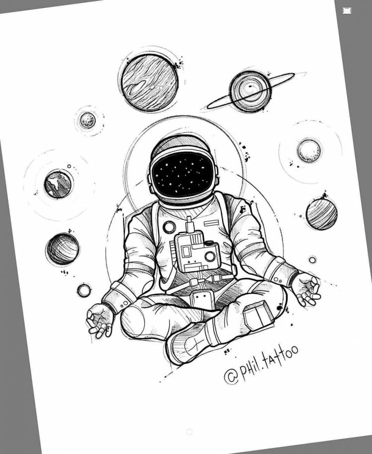 Космонавт в космосе рисунок легкий