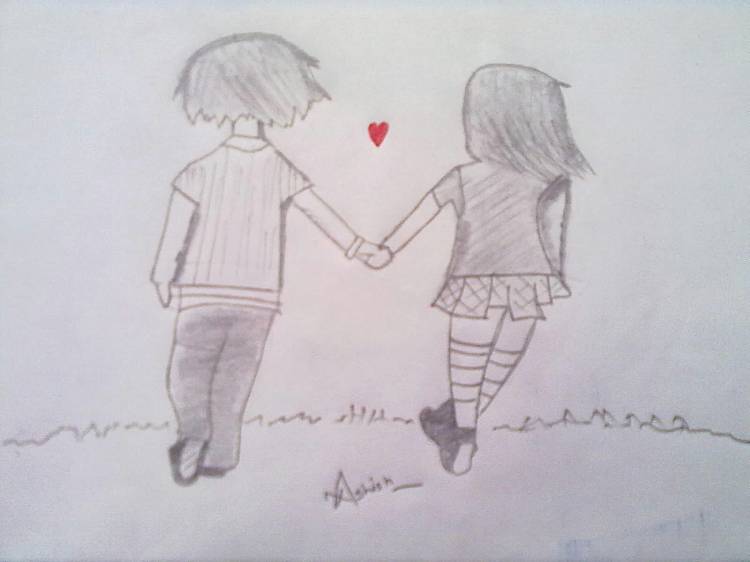 Легкий рисунок карандашом на тему любовь 