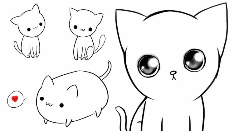 Милые рисунки котиков легкие