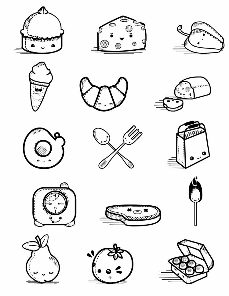Маленькие рисунки для срисовки карандашом легкие еда