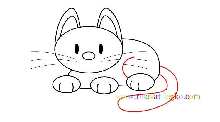 нарисовать кошку для детей карандашом