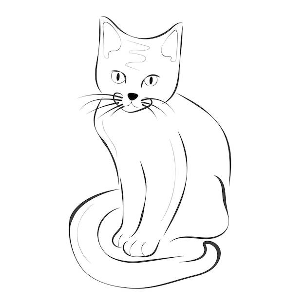 Рисованной кошки эскиз штриховой рисунок карандашом