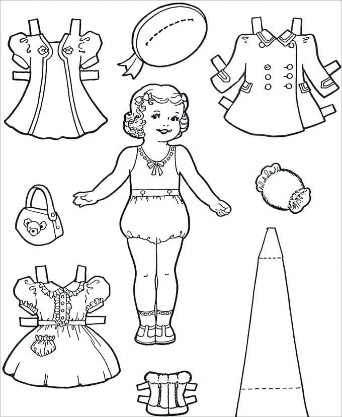 Раскраски Куклы с одеждой для вырезания