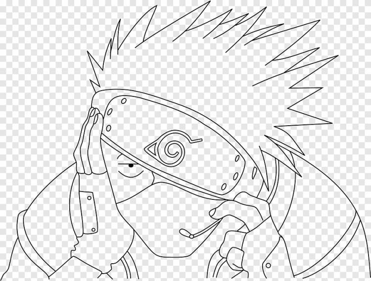 Kakashi Hatake Rock Lee Line art Черно-белый набросок, наруто, угол, белый png