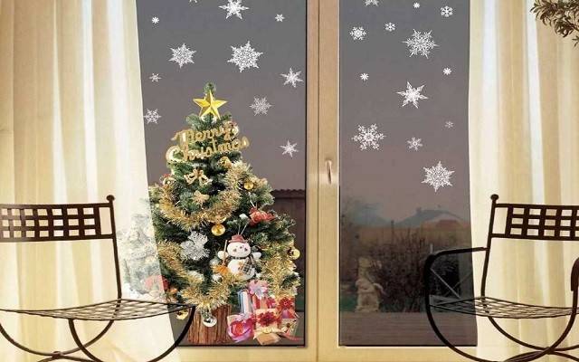 Трафареты и украшения на окна к Новому году