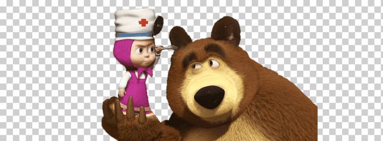 иллюстрация бурого медведя, маша играет медсестра, в кино, мультики, маша и медведь png