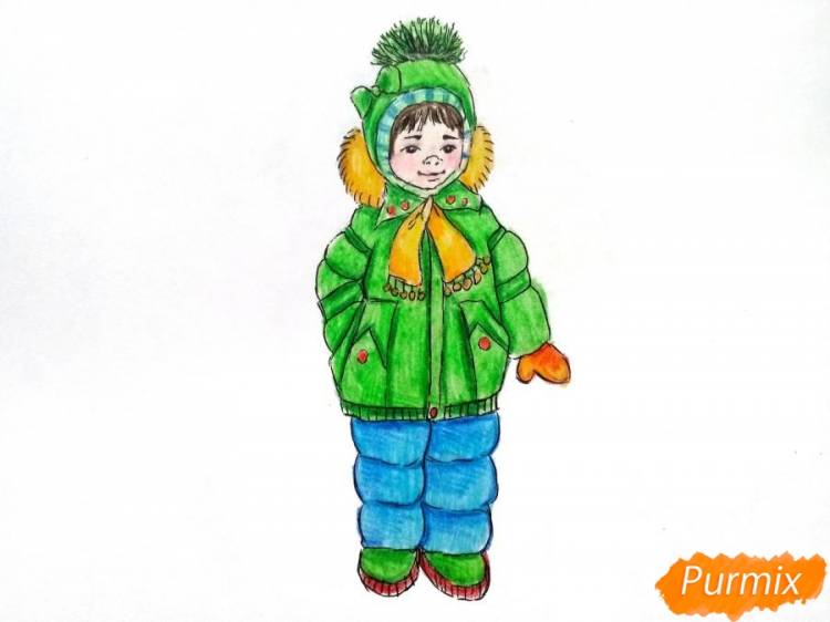 Как нарисовать девочку в зимней одежде карандашом поэтапно