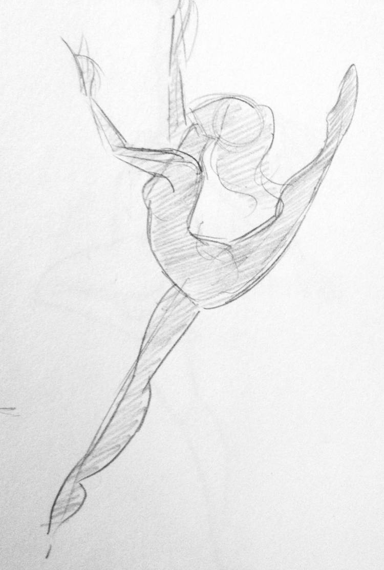 Балерина в прыжке для срисовки