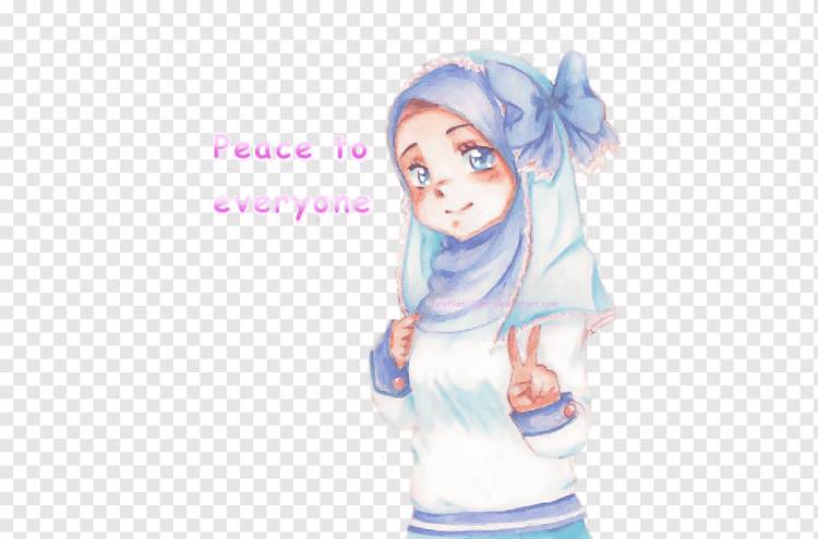 Рисунок мусульманского хиджаба Ислам, мусульманская девушка, синий, ребенок, лицо png