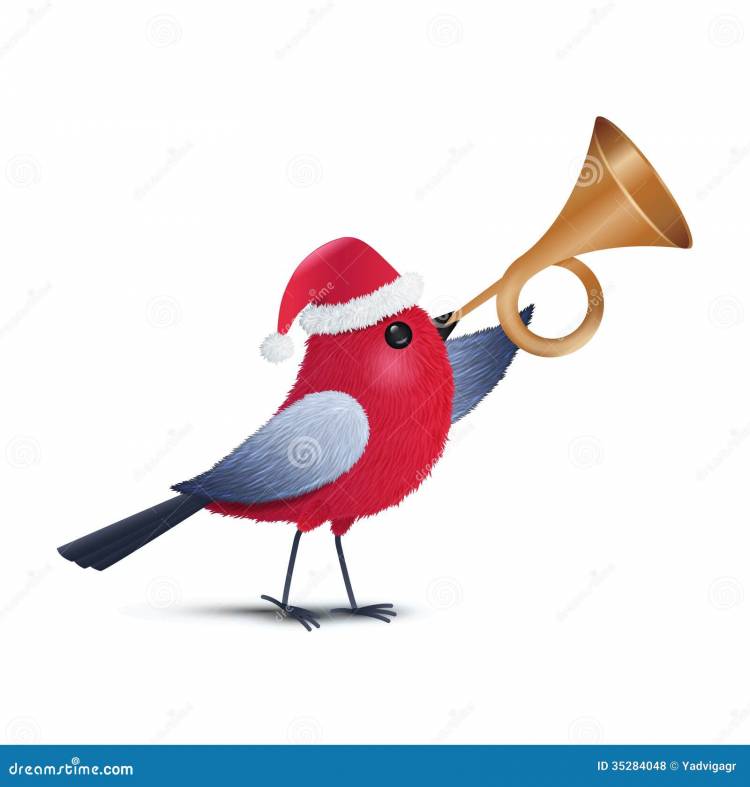 Красная птица дуя труба иллюстрация вектора