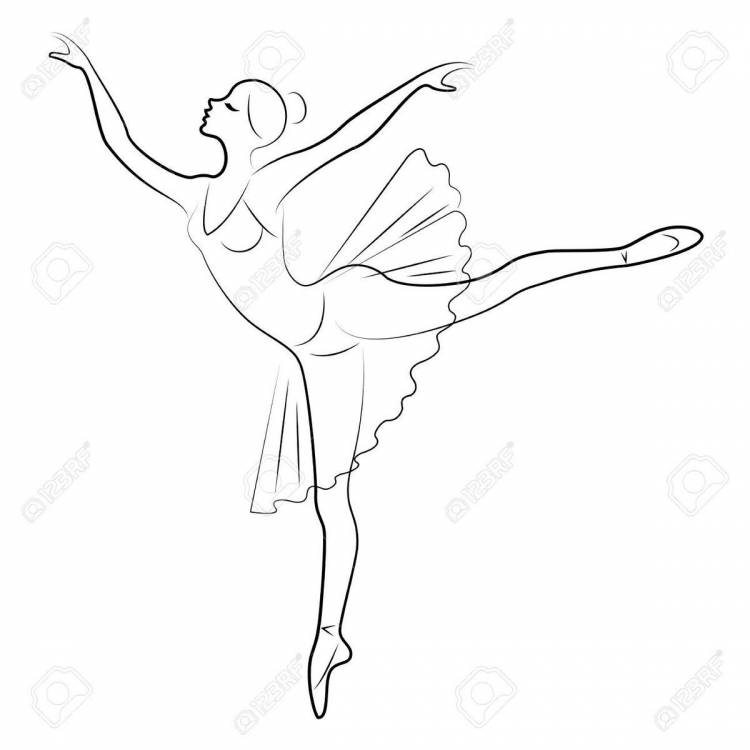 Балерина контурный рисунок