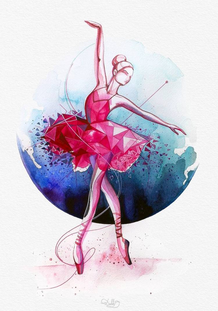 Балерина рисунок цветной