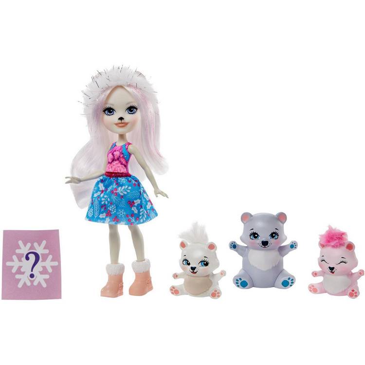 Кукла со зверюшками Enchantimals Пристина Полярная Миша с семьей GJX